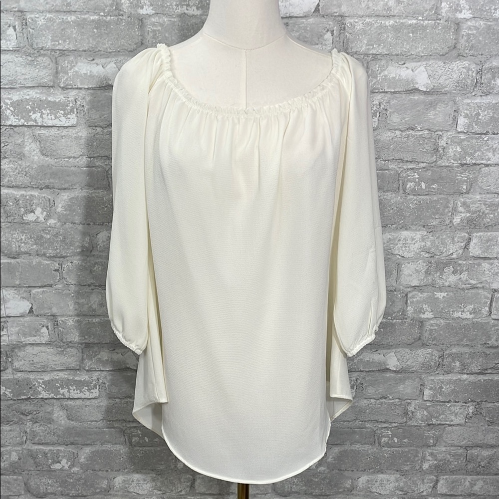 Moa Moa Cream Relaxed Back Bow Blouse